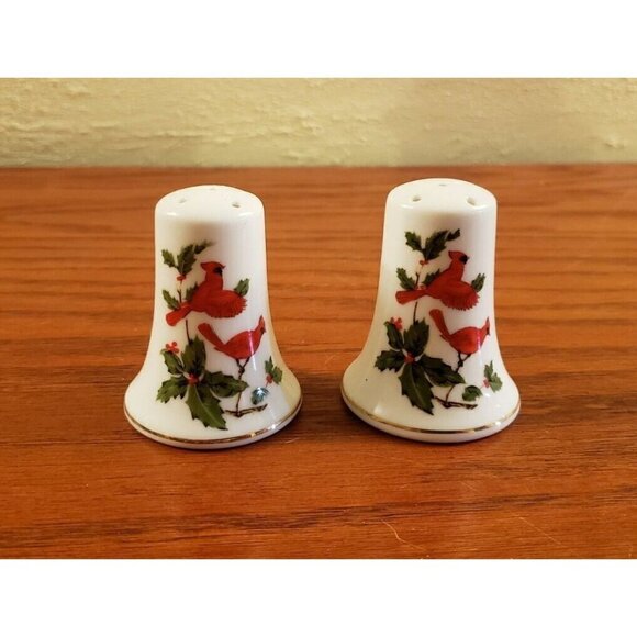 Vintage Lefton Red Cardinal Bird Holiday4 Christmas Salt Pepper Shakers New - Picture 4 of 5